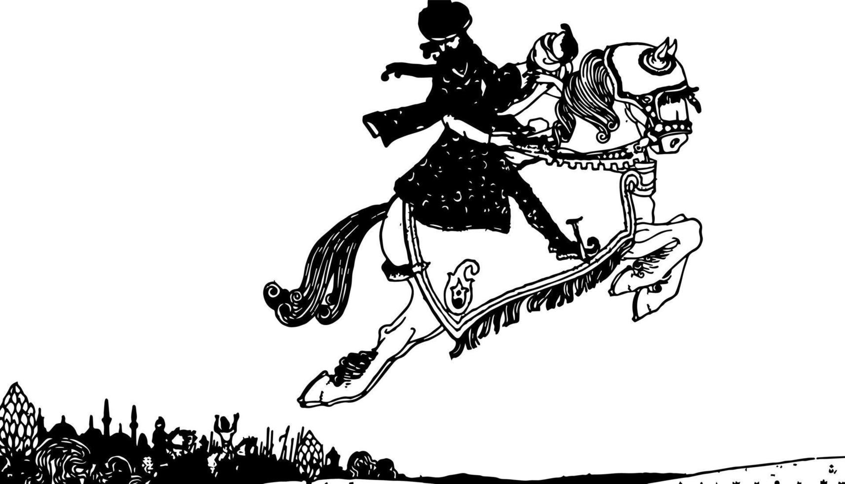 le cheval magique, illustration vintage vecteur