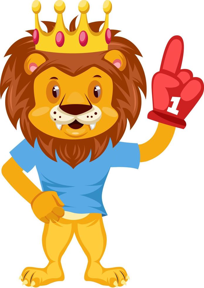 Lion avec gant rouge, illustration, vecteur sur fond blanc.