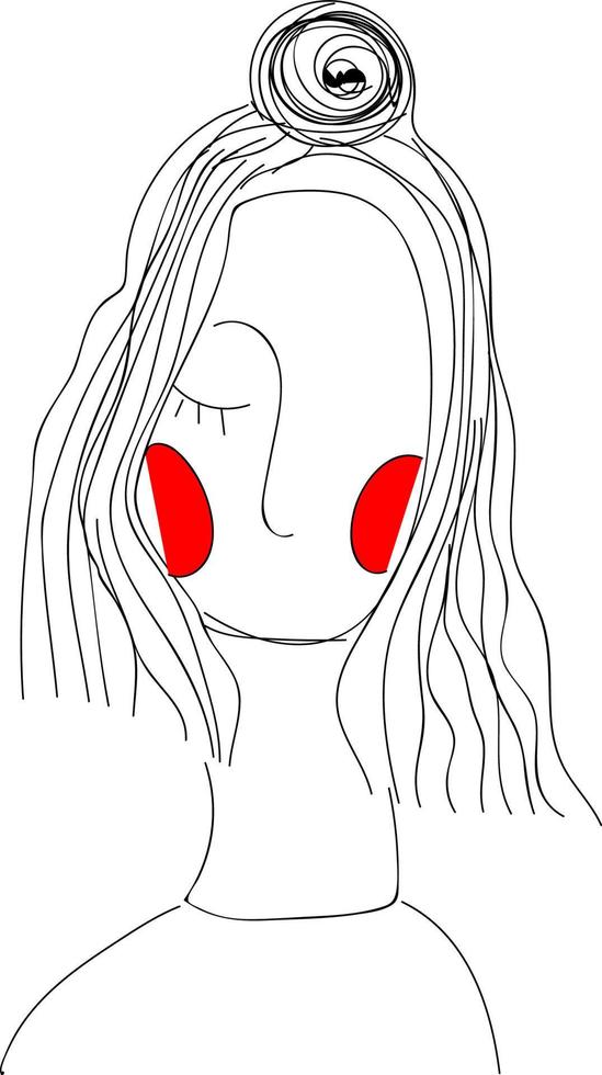 une fille aux joues rouges, vecteur ou illustration couleur.