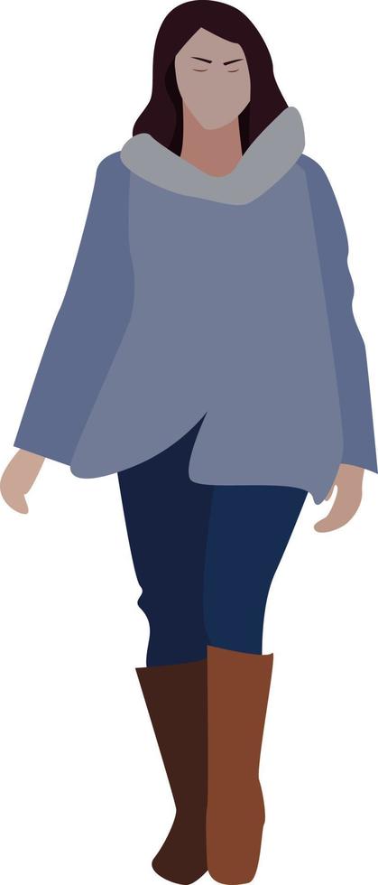 fille avec des chaussures d'hiver, illustration, vecteur sur fond blanc.
