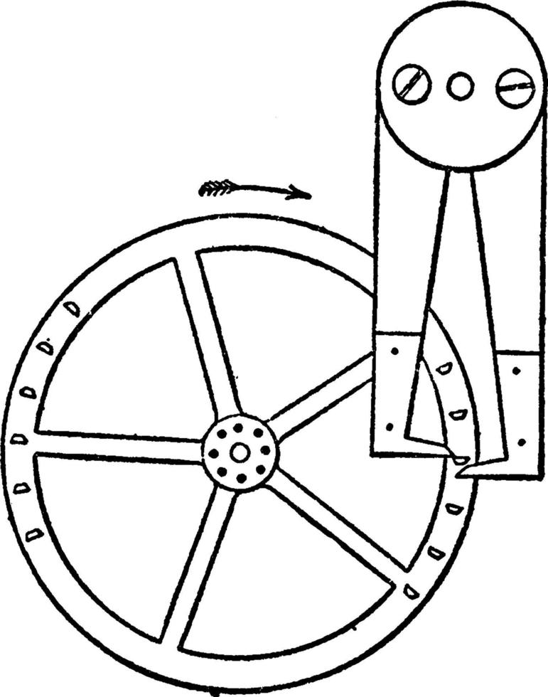 échappement à roue à broches, illustration vintage. vecteur