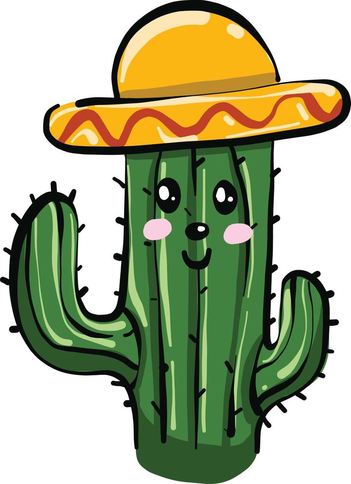 cactus avec une tête, illustration, vecteur sur fond blanc.