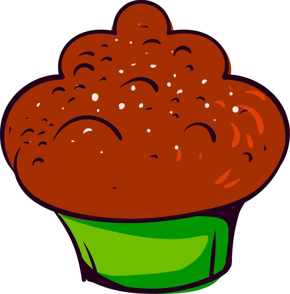 Cupcake au chocolat, illustration, vecteur sur fond blanc