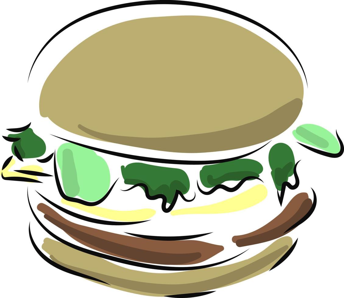 hamburger, illustration, vecteur sur fond blanc.