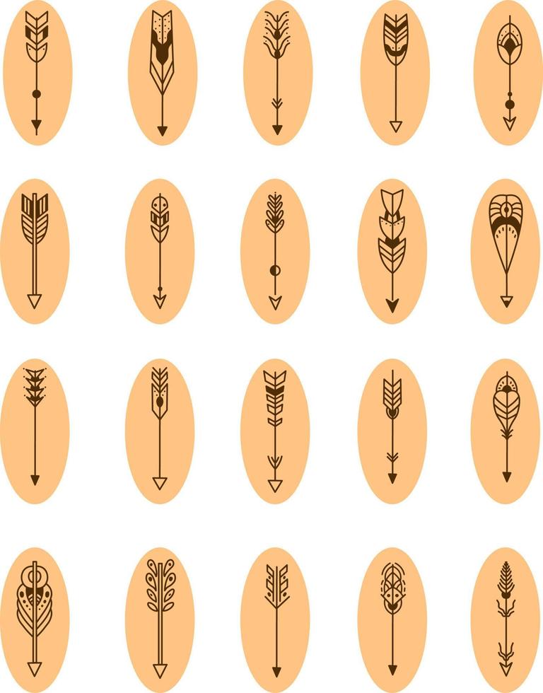 pack d'icônes flèche indienne, illustration, vecteur sur fond blanc.