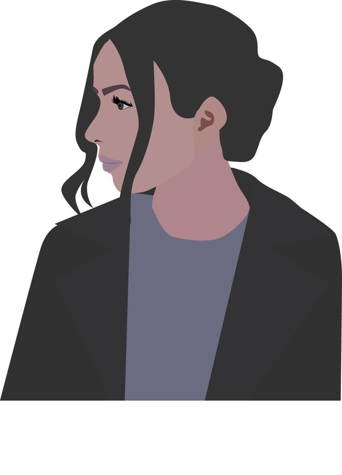 Profil de filles, illustration, vecteur sur fond blanc.