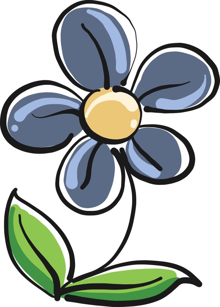 petite fleur bleue, illustration, vecteur sur fond blanc.