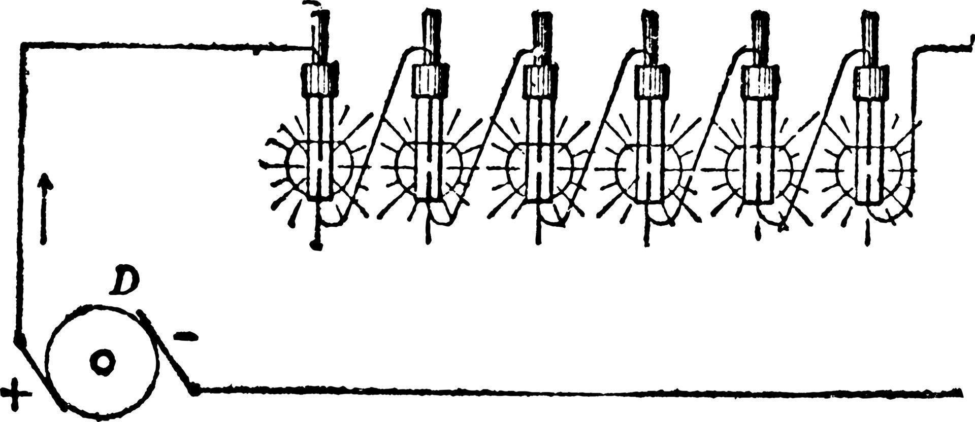 système de lampes à arc, illustration vintage vecteur