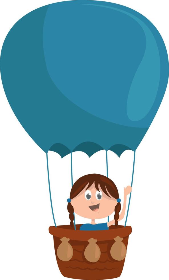 Fille en gros ballon, illustration, vecteur sur fond blanc