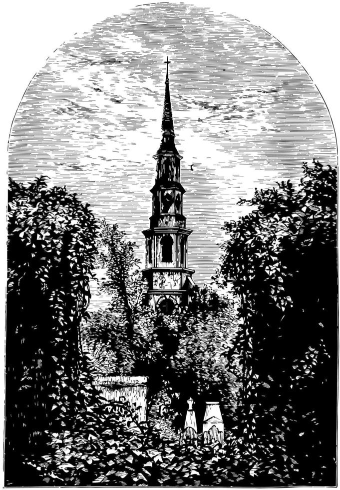 illustration vintage de clocher d'église. vecteur
