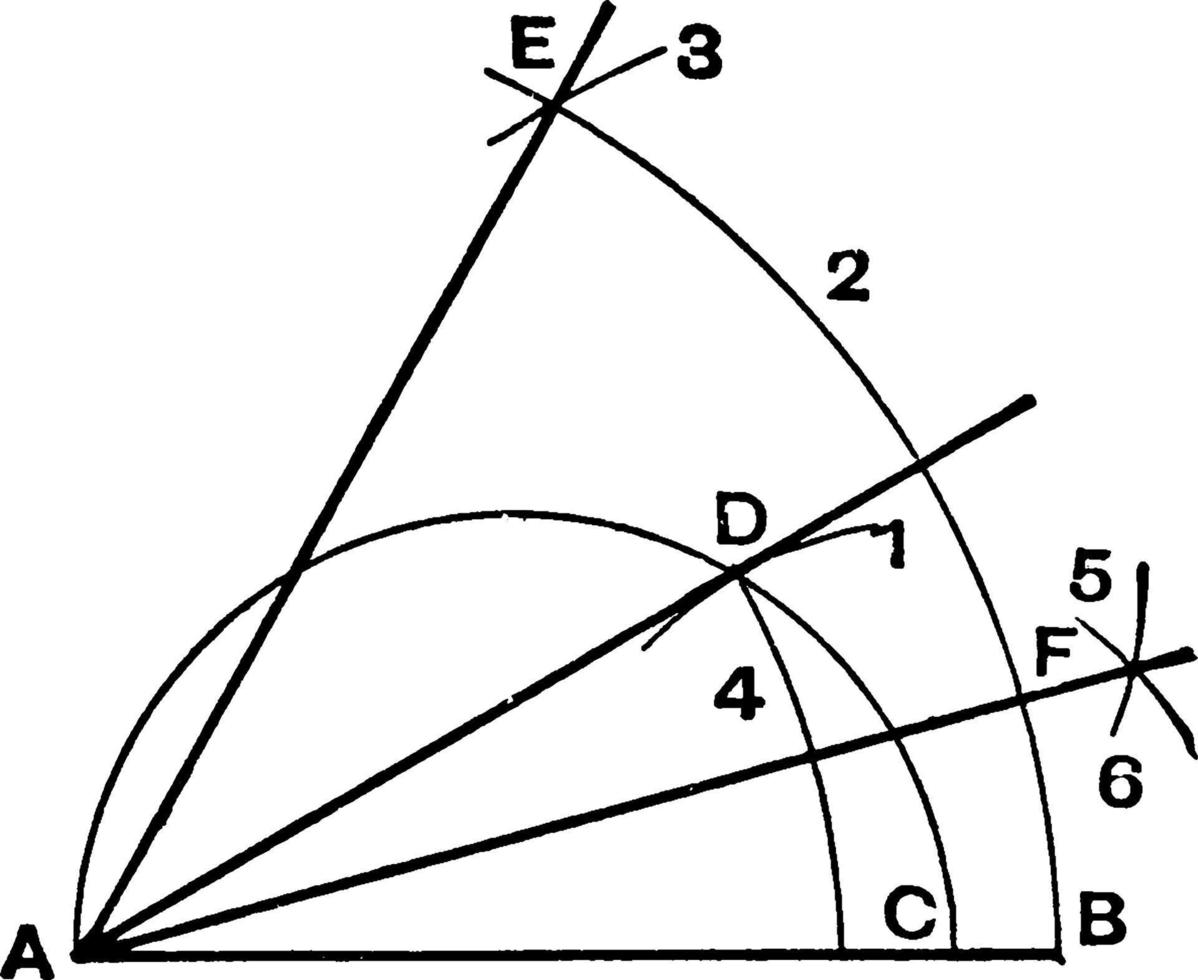 construire un triangle équilatéral, illustration vintage. vecteur