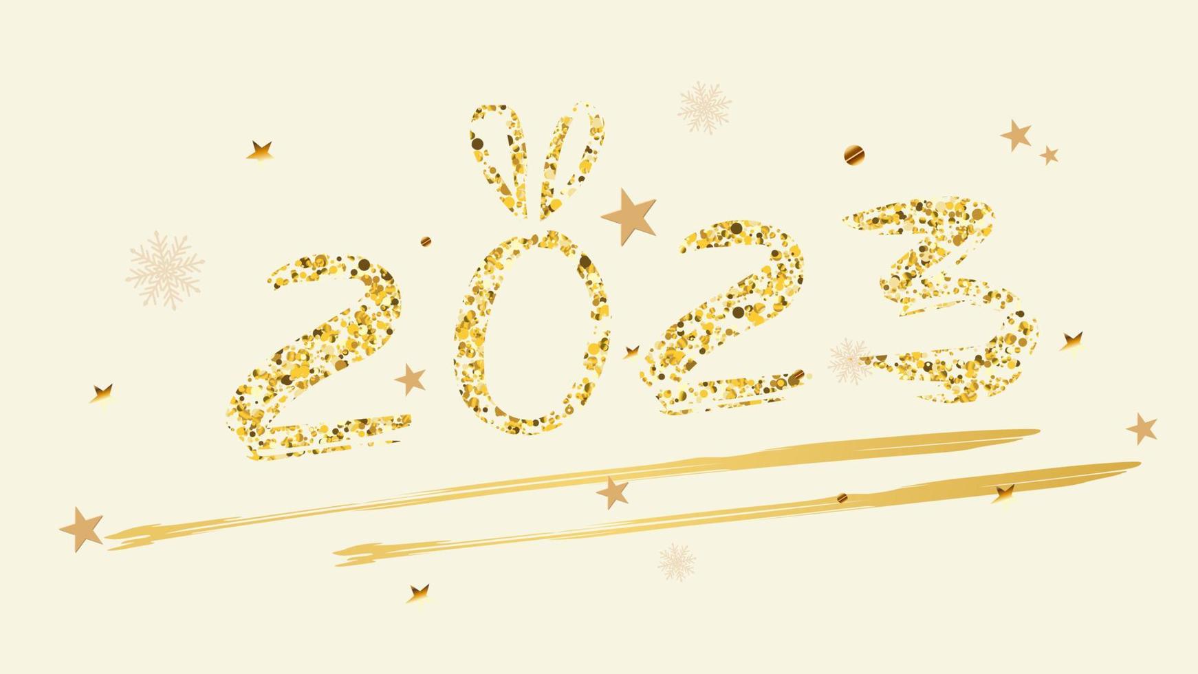 modèle de bannière pour la conception du nouvel an chinois avec des nombres avec des oreilles et des dégradés. style minimaliste, imitation brosse. illustration vectorielle vecteur