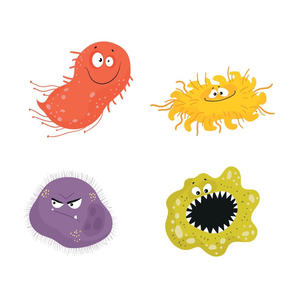 ensemble de bactéries avec émotions vecteur