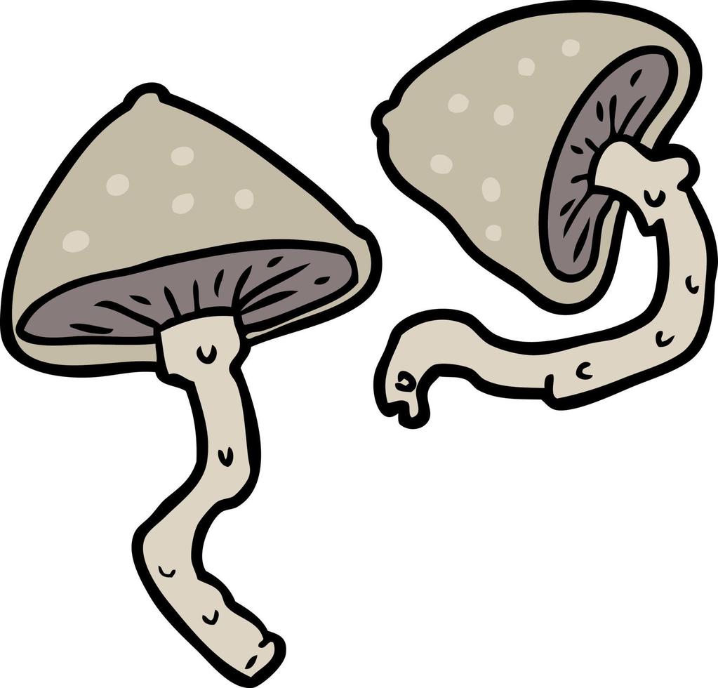 dessin animé doodle champignons sauvages vecteur