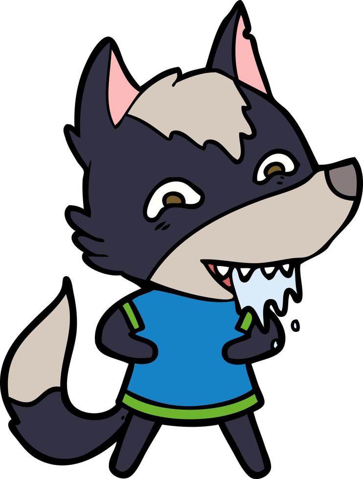 personnage de loup de vecteur en style cartoon