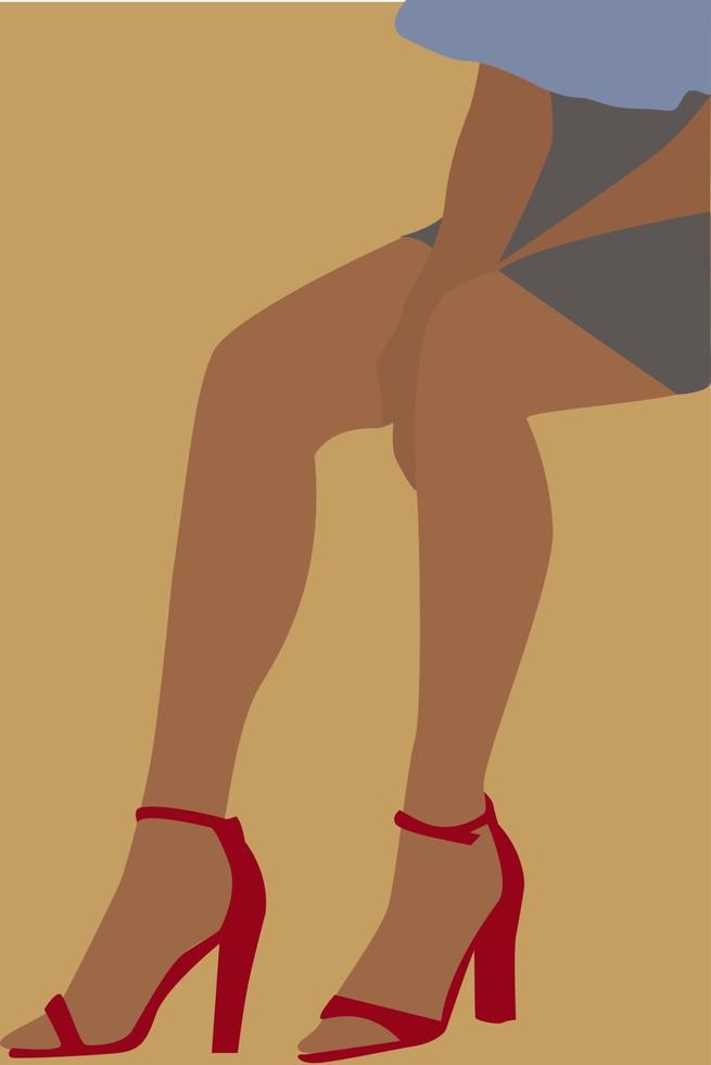 jambes de fille noire, illustration, vecteur sur fond blanc.