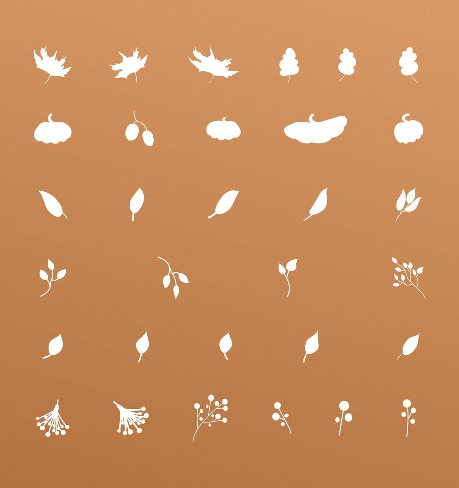 feuilles d'automne et baies en silhouettes collection illustration vectorielle vecteur