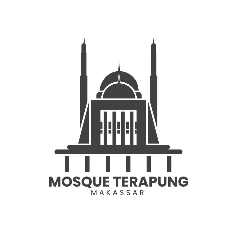 modèle créatif logo mosquée terapung makassar vecteur