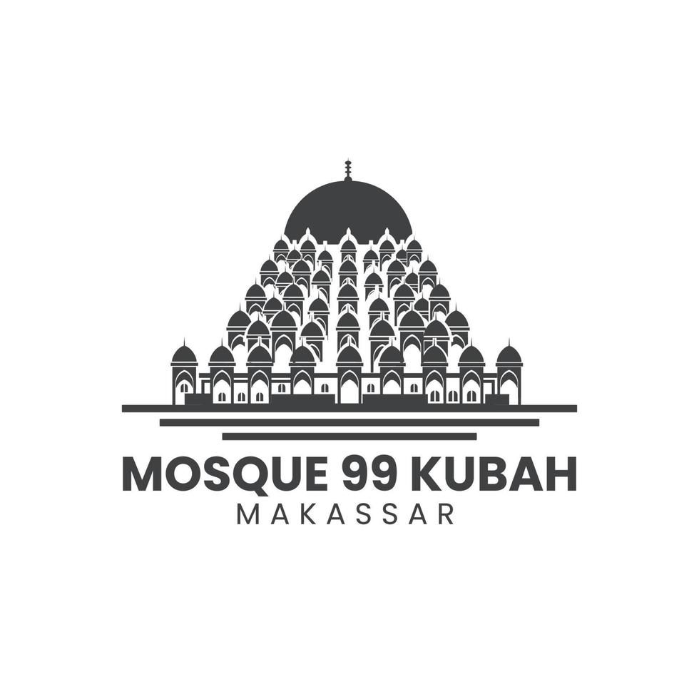 modèle créatif logo mosquée 99 kubah makassar vecteur