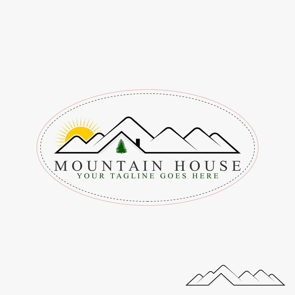 montagne de ligne simple et unique avec toit maison image graphique icône logo design abstrait concept vecteur stock. peut être utilisé comme symbole lié à l'aventure ou à la maison