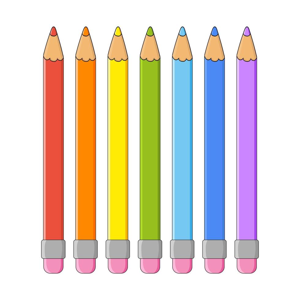 crayons de couleur. élément de conception. illustration vectorielle isolée sur fond blanc. modèle pour livres, autocollants, affiches, cartes, vêtements. vecteur