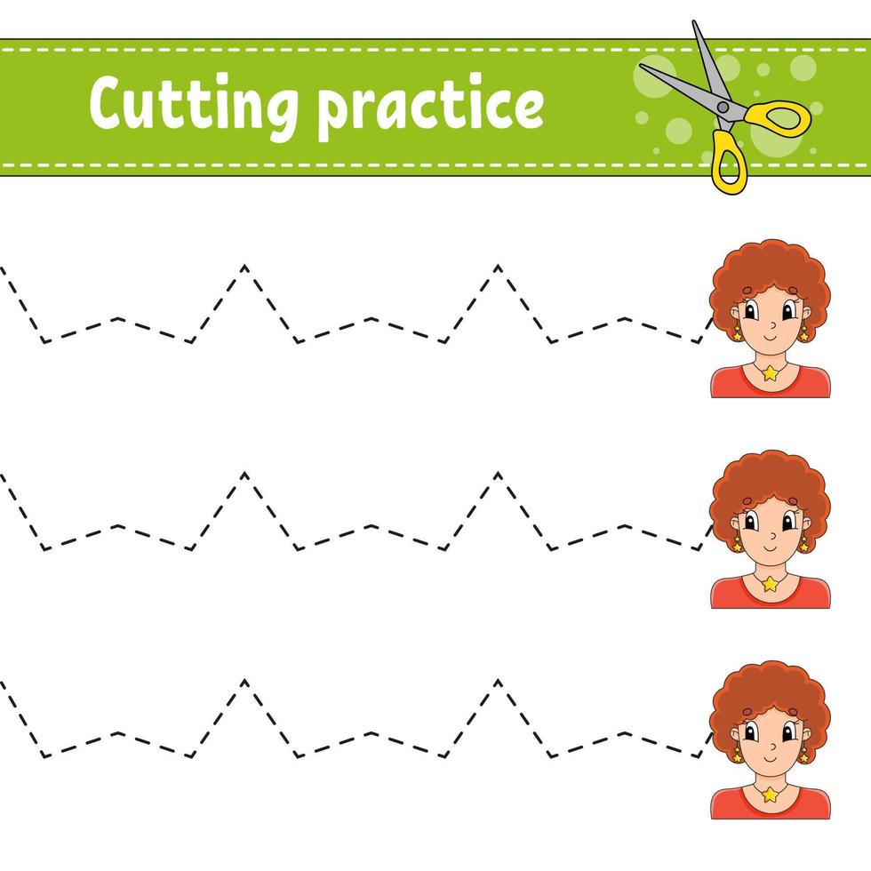 pratique de coupe pour les enfants. feuille de travail de développement de l'éducation. page d'activité. jeu de couleurs pour les enfants. illustration vectorielle. vecteur