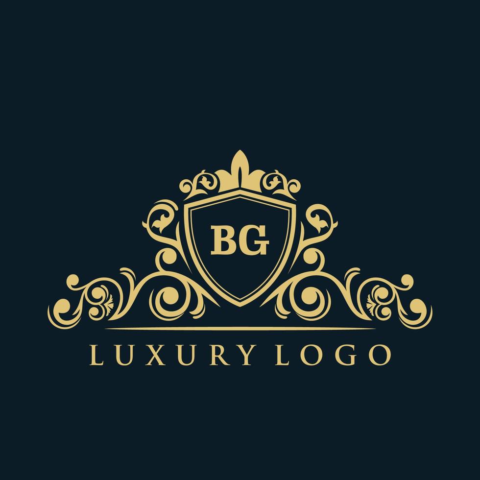 logo lettre bg avec bouclier d'or de luxe. modèle vectoriel de logo d'élégance.
