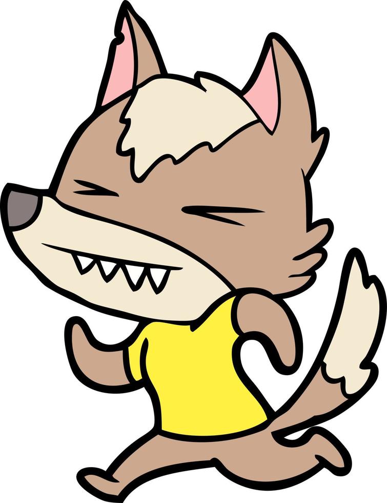 personnage de loup de vecteur en style cartoon