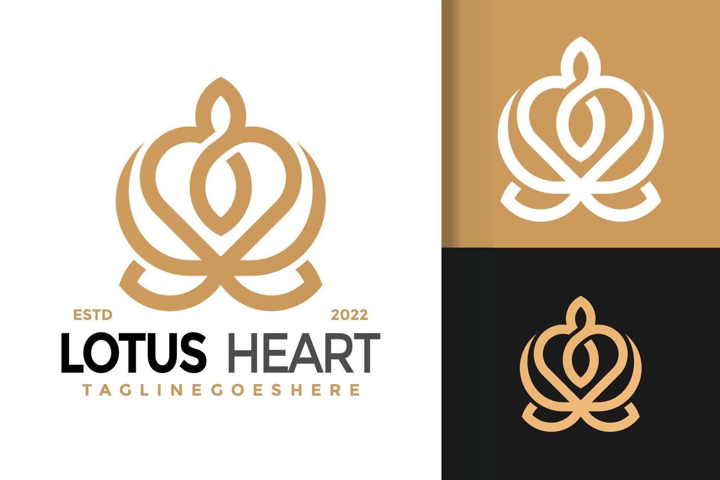création de logo de coeur de lotus, vecteur de logos d'identité de marque, logo moderne, modèle d'illustration vectorielle de conceptions de logo