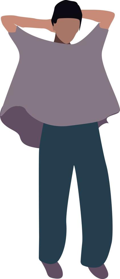 fille avec t-shirt violet, illustration, vecteur sur fond blanc.
