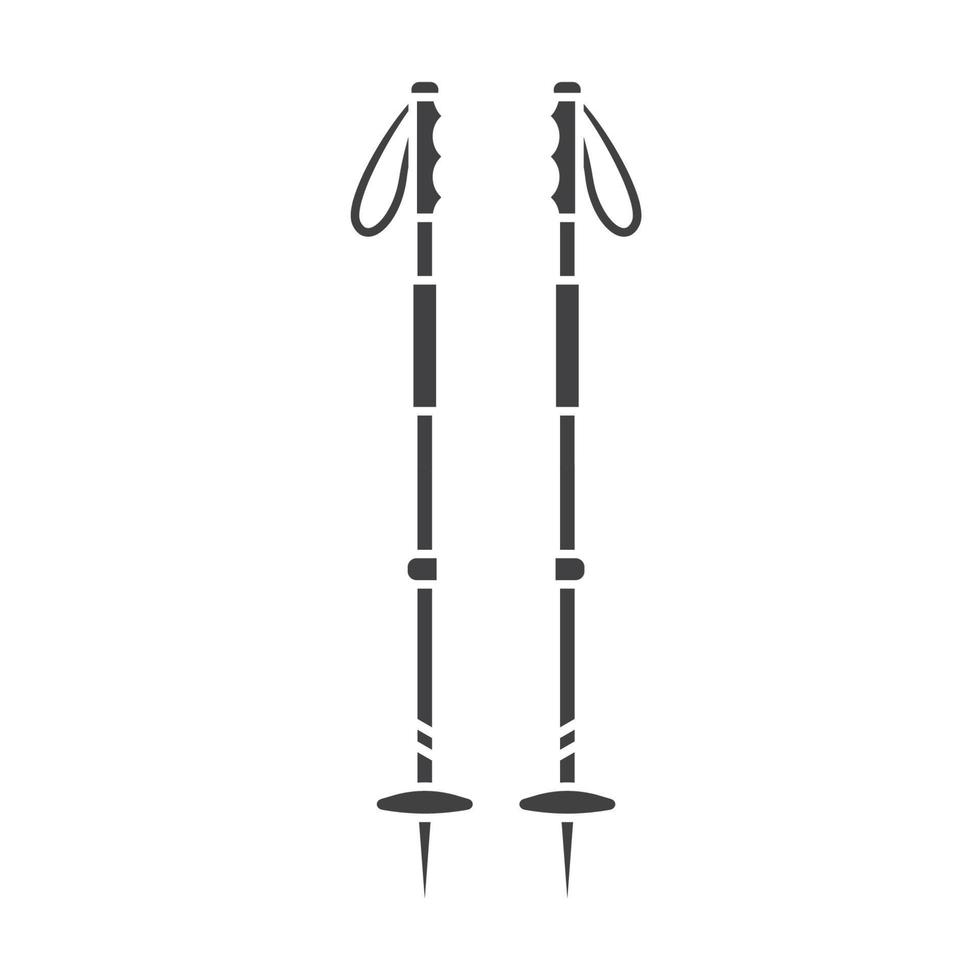 icône de vecteur de contour de bâtons de ski