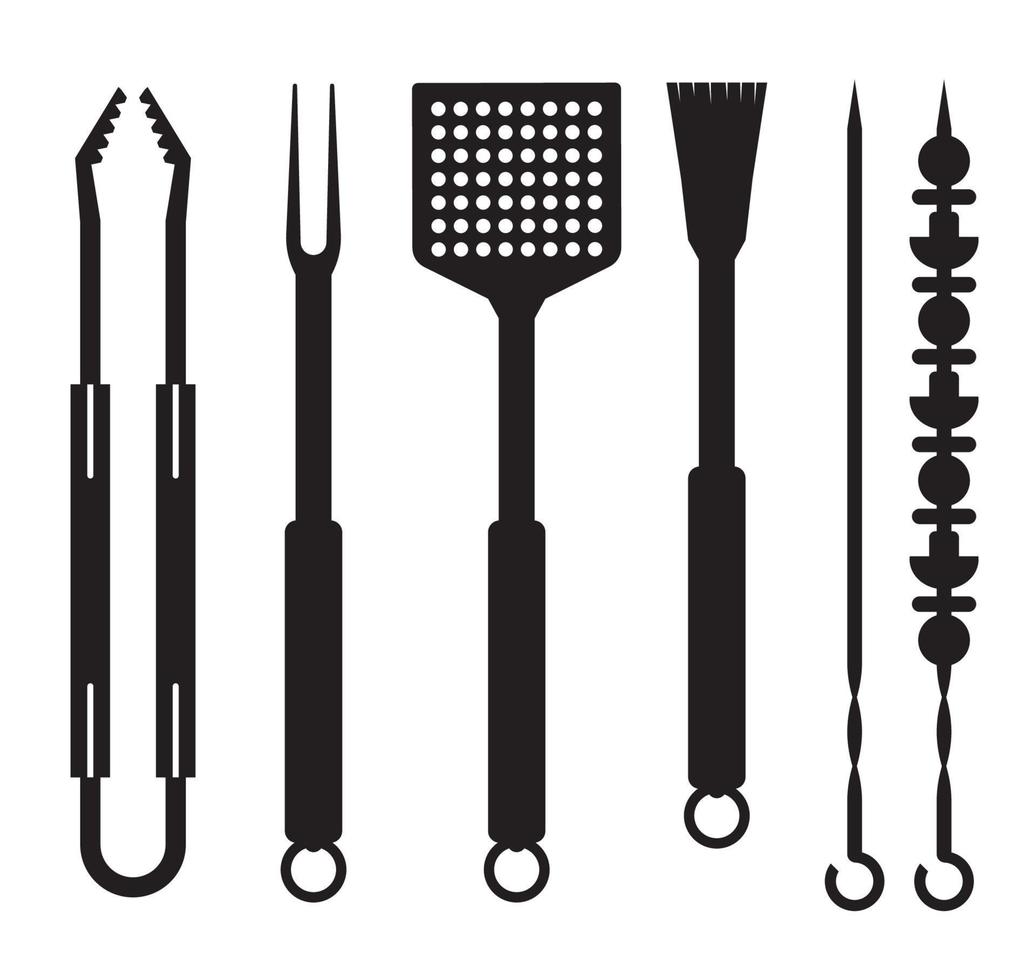 icônes de contour des ustensiles de barbecue vecteur