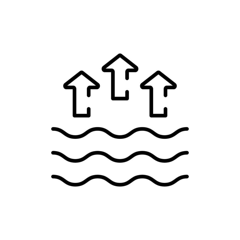icône linéaire de marée haute. vagues sur l'icône de la ligne mer ou océan. trait modifiable. illustration vectorielle isolée. vecteur