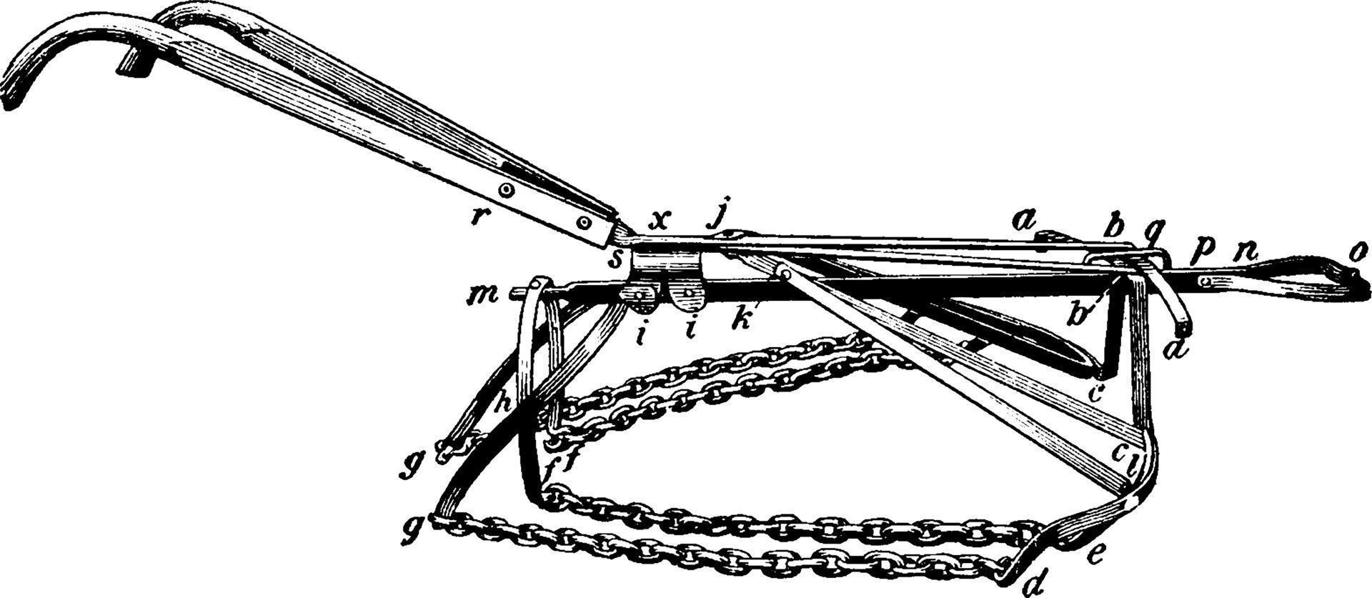 cultivateur de chaîne de biches, illustration vintage vecteur