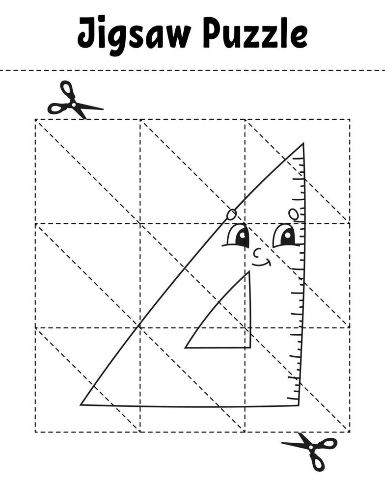 puzzle. page de coloriage pour les enfants. retour au thème de l'école. illustration vectorielle. vecteur