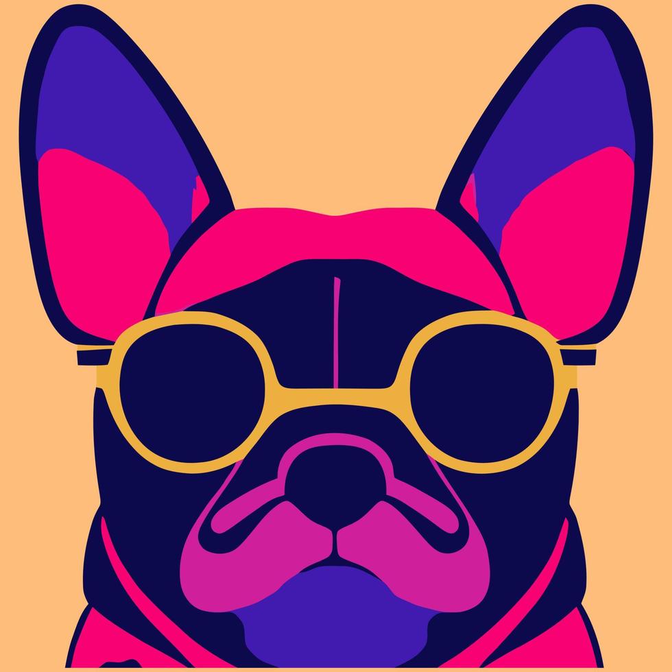 illustration graphique vectoriel de bouledogue français coloré portant des lunettes de soleil isolé bon pour le logo, l'icône, la mascotte, l'impression ou la personnalisation de votre conception