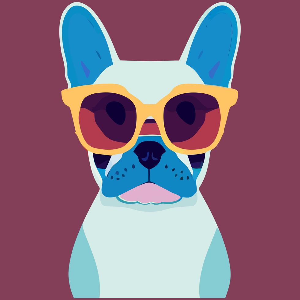 illustration graphique vectoriel de bouledogue français portant des lunettes de soleil isolé bon pour le logo, l'icône, la mascotte, l'impression ou la personnalisation de votre conception