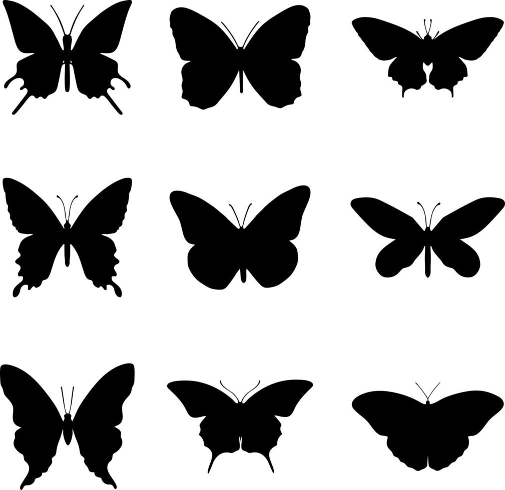 animaux, papillon, vecteur, silhouette, ensemble vecteur