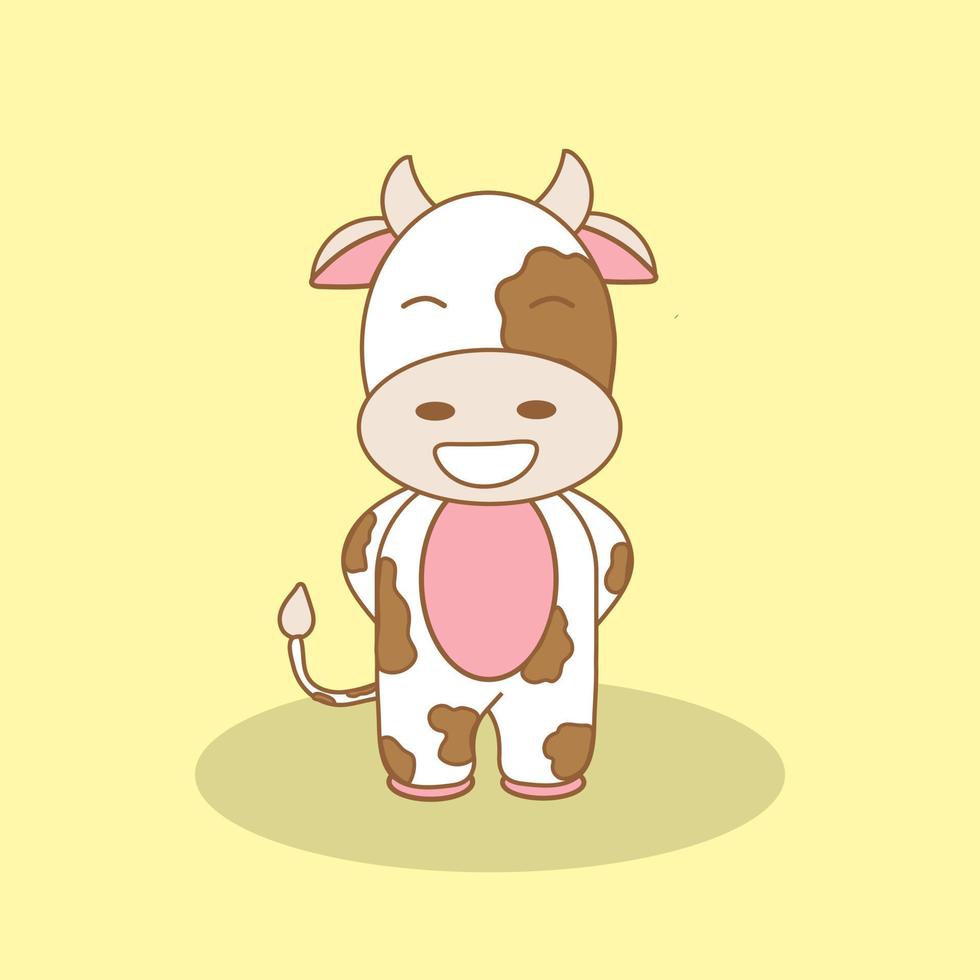 dessin animé mignon ferme animal vache vecteur modifiable dessin coloré illustration