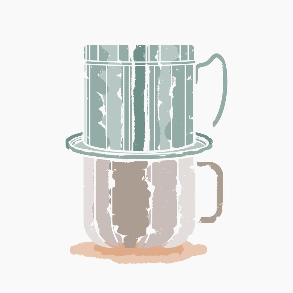 style de coups de pinceau isolés modifiables café goutte à goutte du vietnam infusant dans une tasse illustration vectorielle pour l'élément d'illustration du café avec la culture vietnamienne et la conception liée à la tradition vecteur