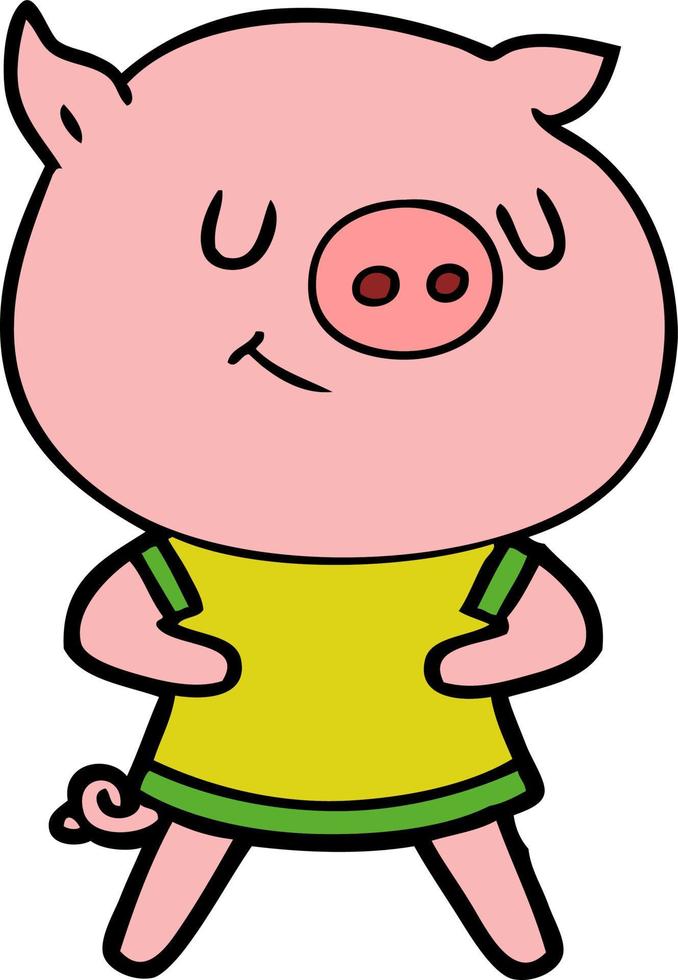 personnage de cochon de vecteur en style cartoon