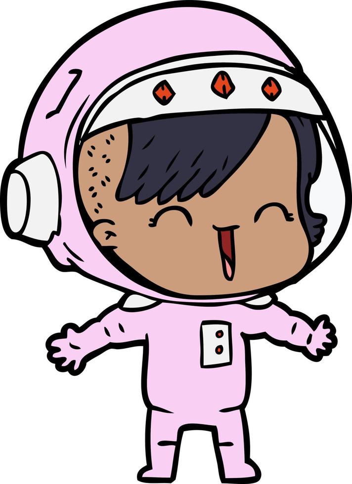 doodle personnage dessin animé astronout femme vecteur