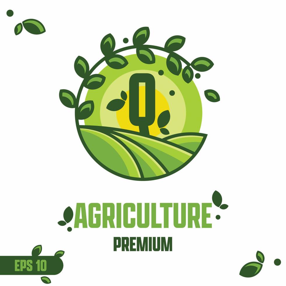 alphabet q agriculture logo vecteur