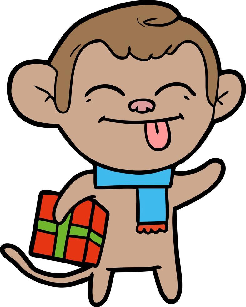dessin animé singe tirant la langue vecteur