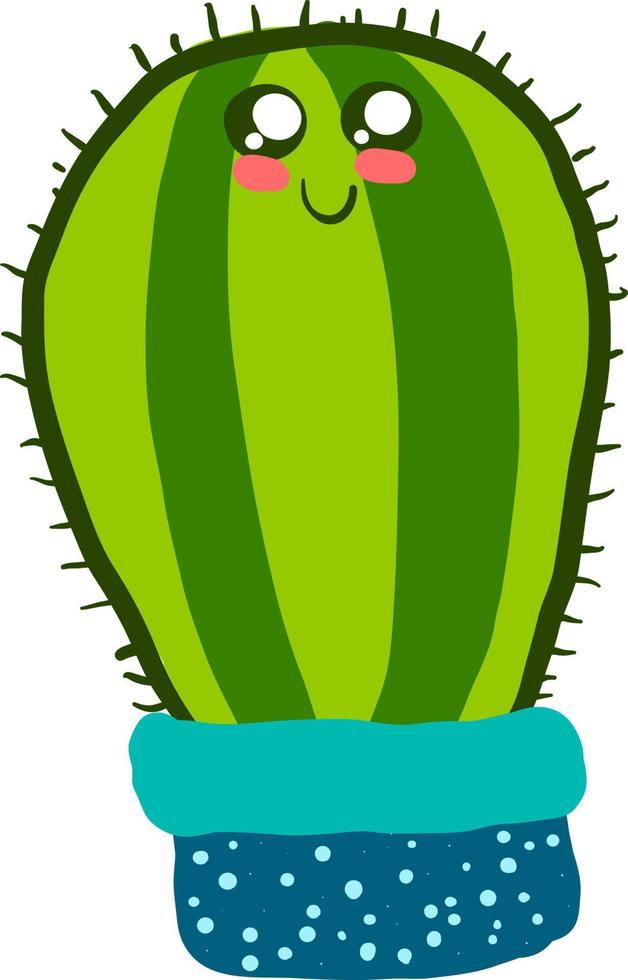 adorable cactus en pot, illustration, vecteur sur fond blanc.