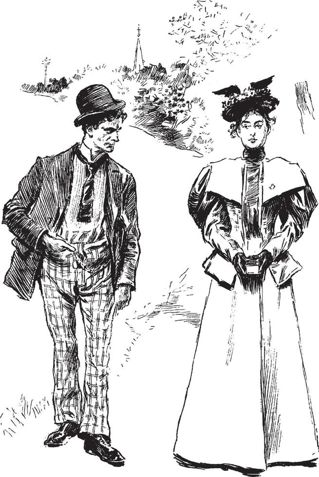 homme et femme, illustration vintage vecteur