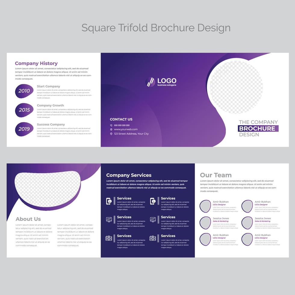 brochure carrée à trois volets vecteur