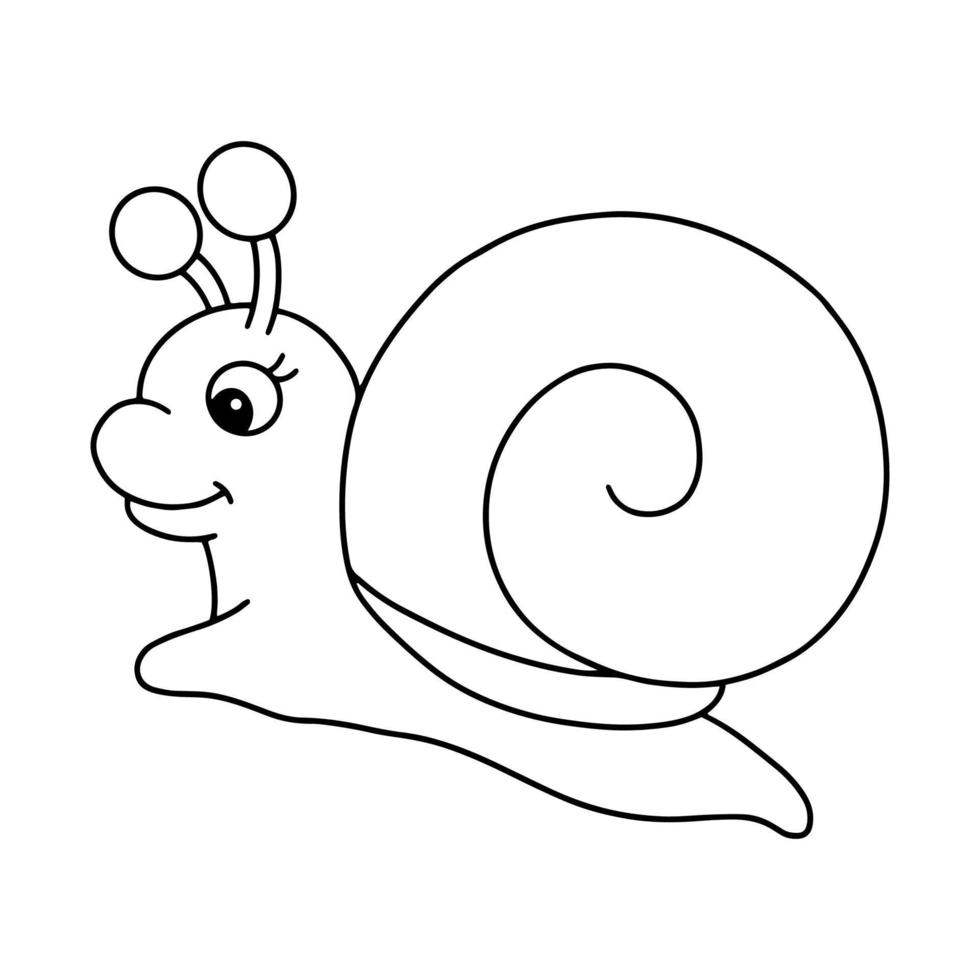 page de livre de coloriage pour les enfants. escargot mignon. personnage de style dessin animé. illustration vectorielle isolée sur fond blanc. vecteur