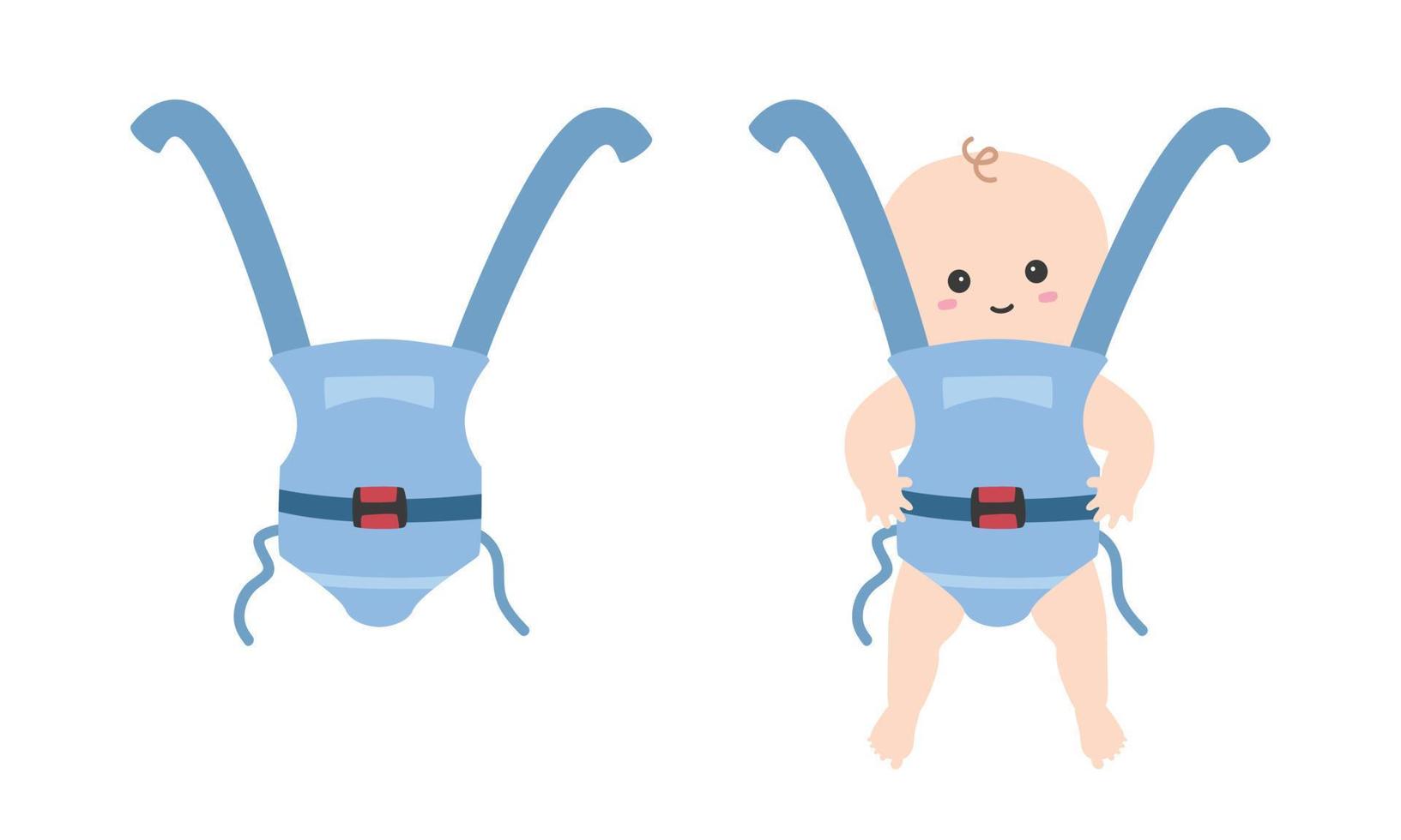 clipart porte-bébé bleu. simple mignon petit bébé en illustration vectorielle plane écharpe. portage, bébé dans le style de dessin animé de porte-bébé. concept de décoration pour enfants, baby shower, nouveau-né et crèche vecteur