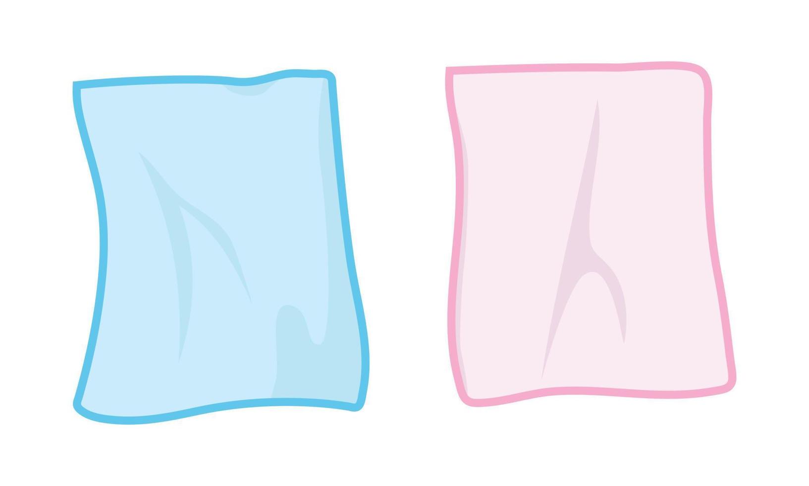 ensemble vectoriel de clipart de serviettes de bébé bleu et rose. illustration vectorielle plate de serviettes en tissu bébé mignon simple. serviettes de bain en coton pour bébés, enfants, enfants. baby shower, décoration de nouveau-né et de chambre de bébé
